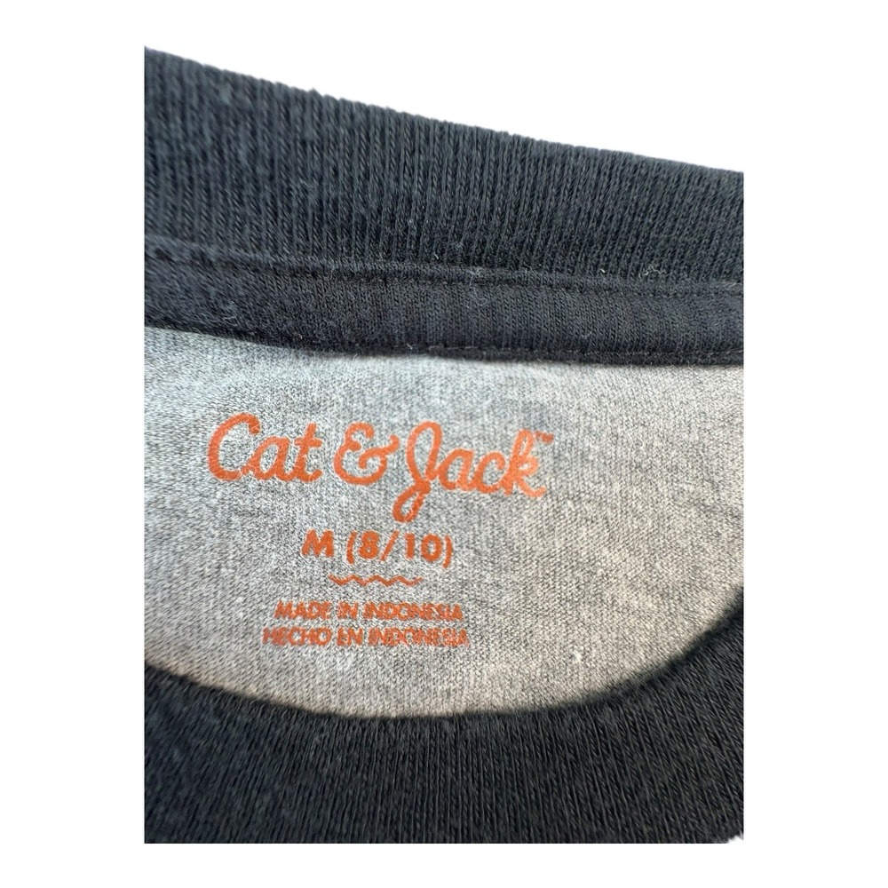 Cat & Jack Boys Tee M (8/10) Gray Black Raglan Short Sleeve Shirt - Picture 3 of 7